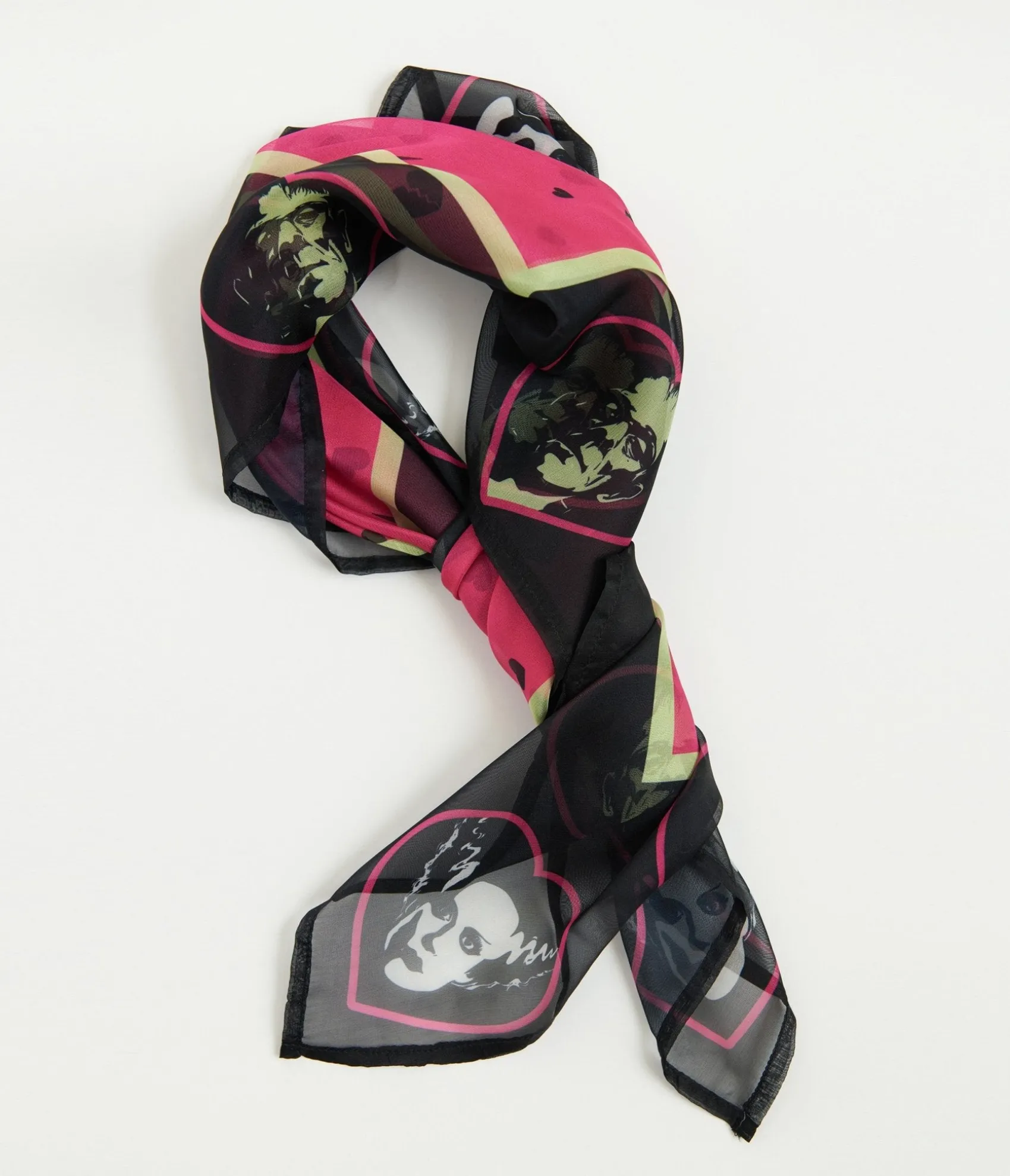 Unique Vintage Universal Monsters x Frankenstein & Bride Border Hair Scarf Fashion