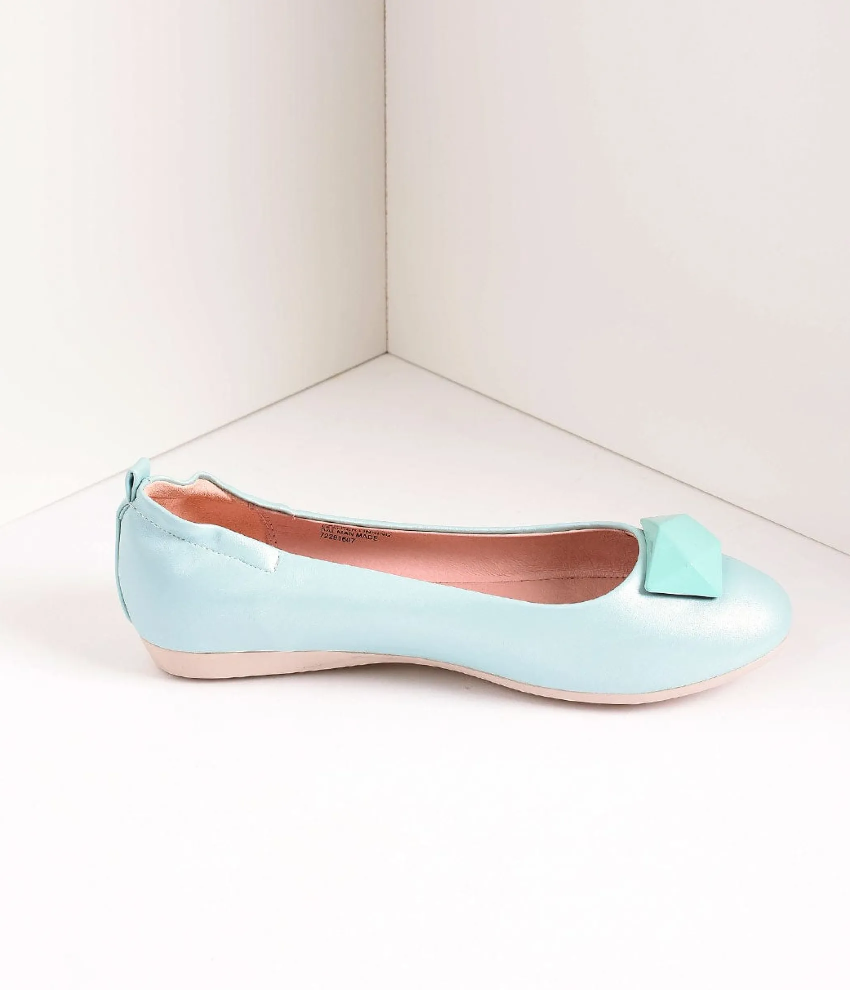 Unique Vintage Vintage Style Aqua Blue Leatherette & Geometric Gem Ballet Flats Shop