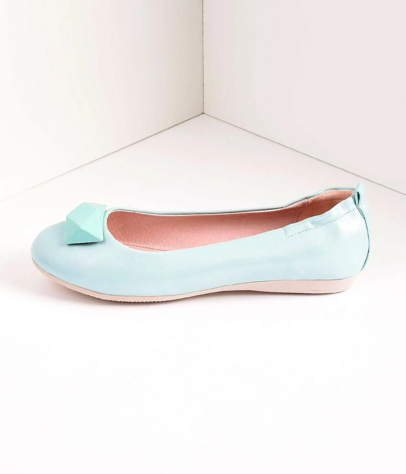 Unique Vintage Vintage Style Aqua Blue Leatherette & Geometric Gem Ballet Flats Shop