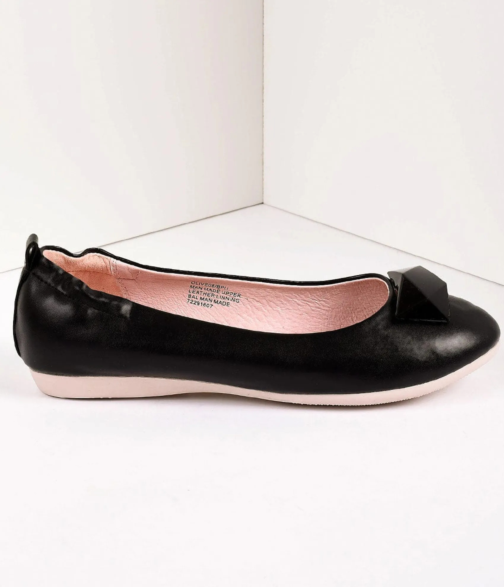 Unique Vintage Vintage Style Black Leatherette & Geometric Gem Ballet Flats Cheap