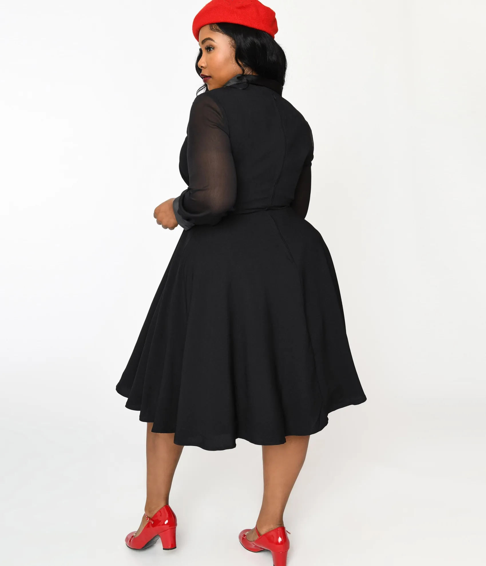 Unique Vintage Vintage Style Black Polly Swing Dress Cheap