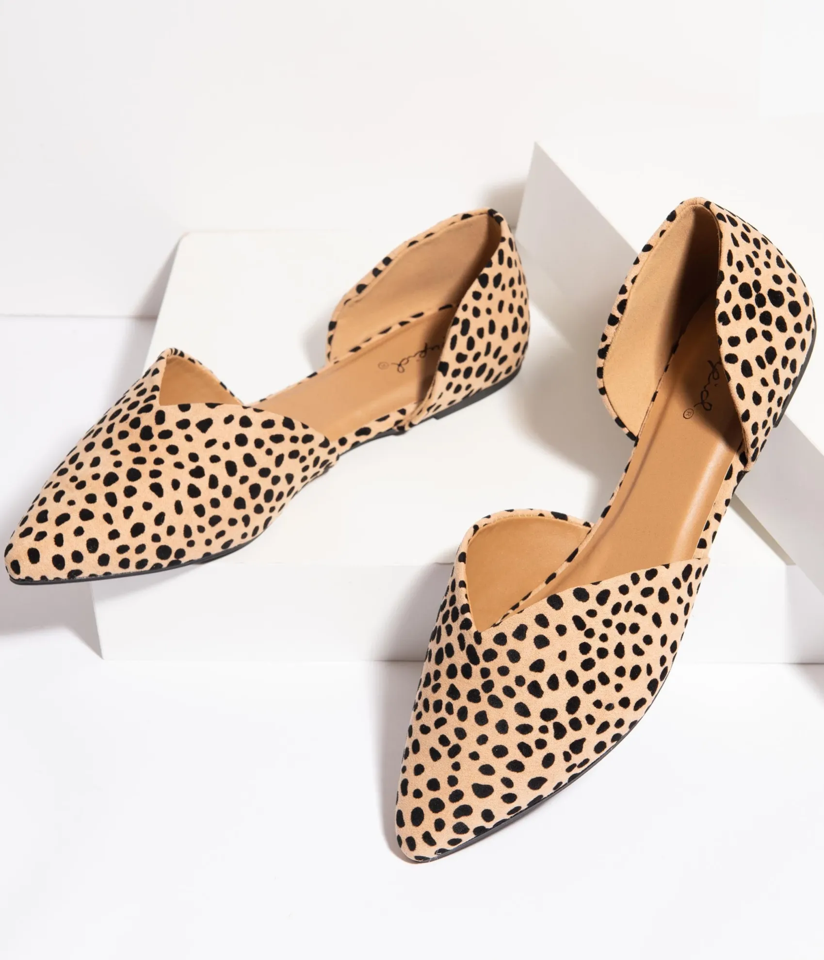 Unique Vintage Vintage Style Cheetah Suede dOrsay Flats Discount