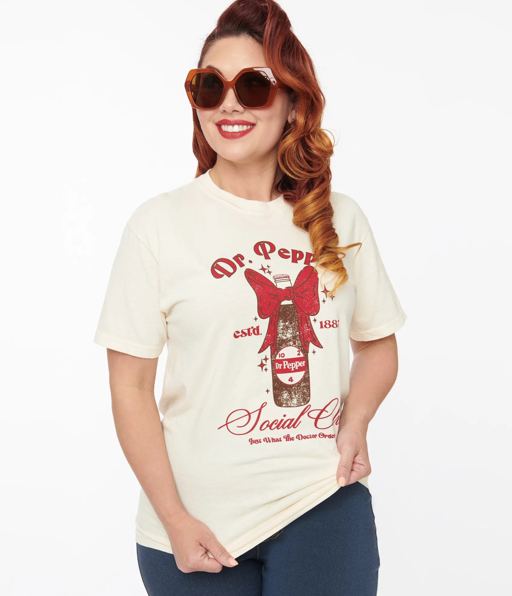 Unique Vintage Vintage Style Dr Pepper Social Club Fitted Graphic Tee Clearance