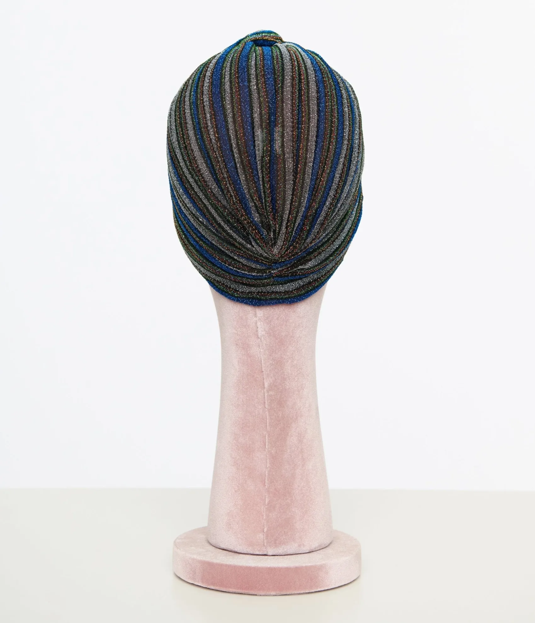 Unique Vintage Vintage Style Multicolor Metallic Blue Knotted Turban Hot