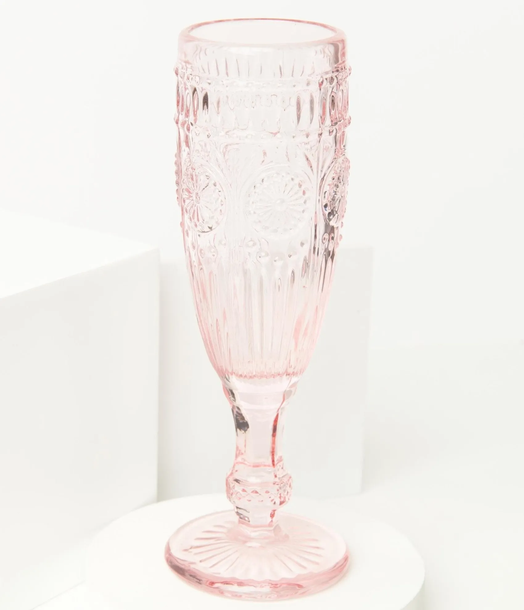 Unique Vintage Vintage Style Pink Glass Champagne Flute New