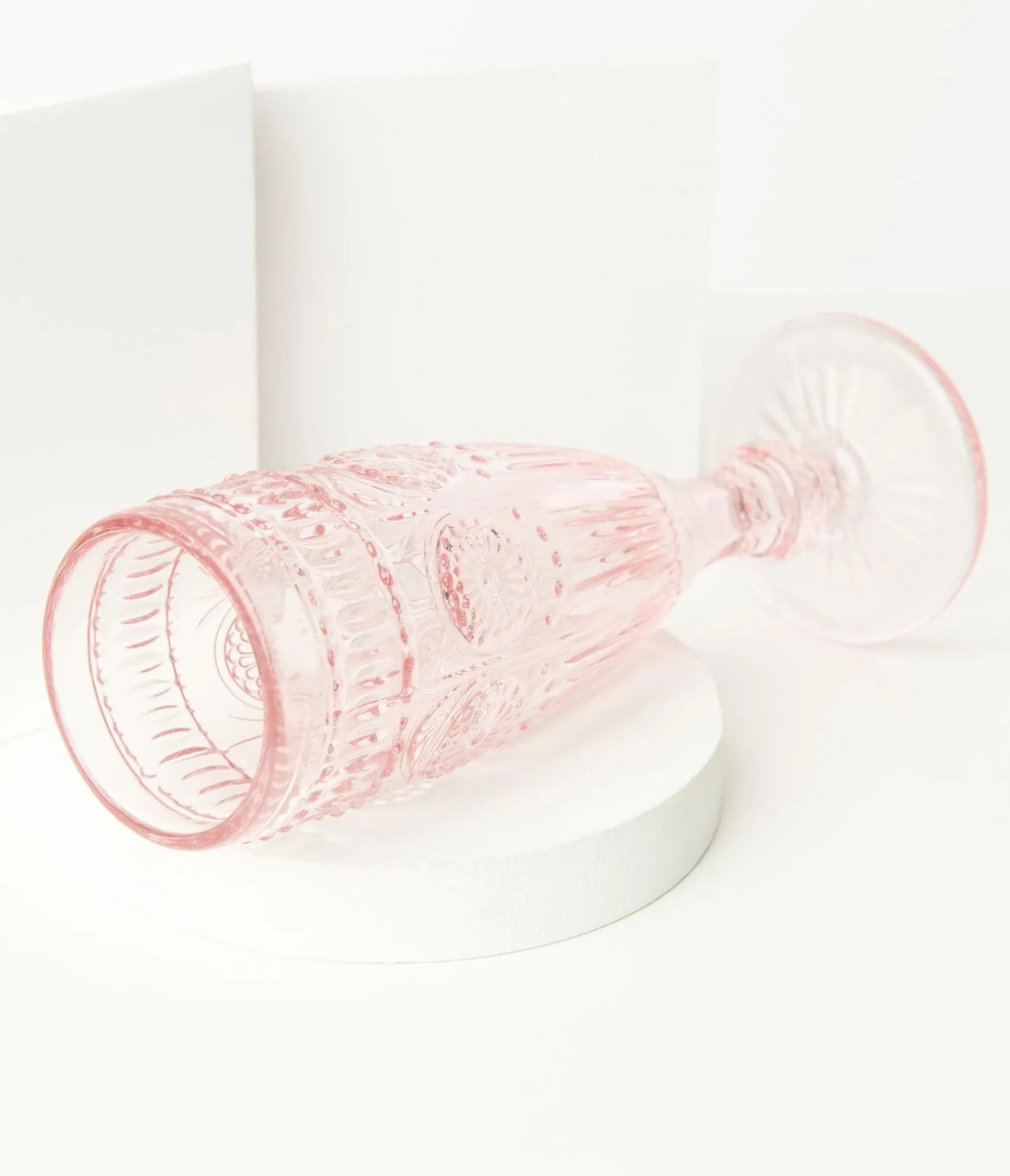 Unique Vintage Vintage Style Pink Glass Champagne Flute New
