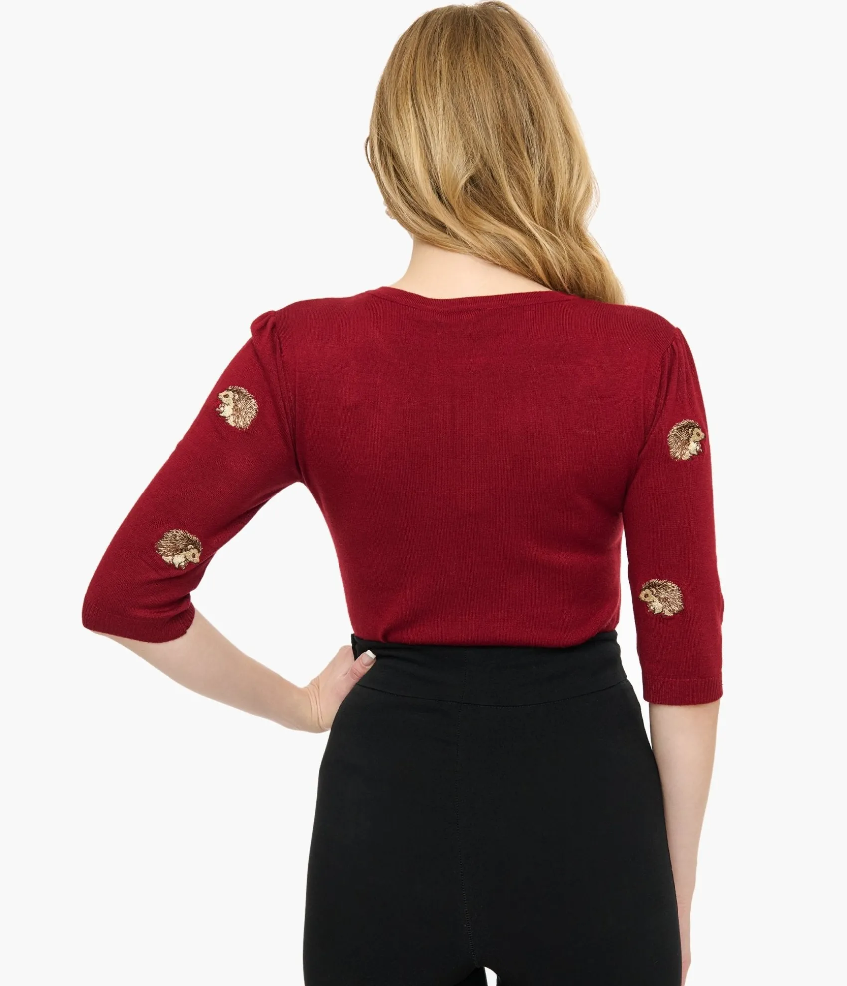 Unique Vintage Voodoo Vixen Burgundy Hedgehogs Sweater Sale