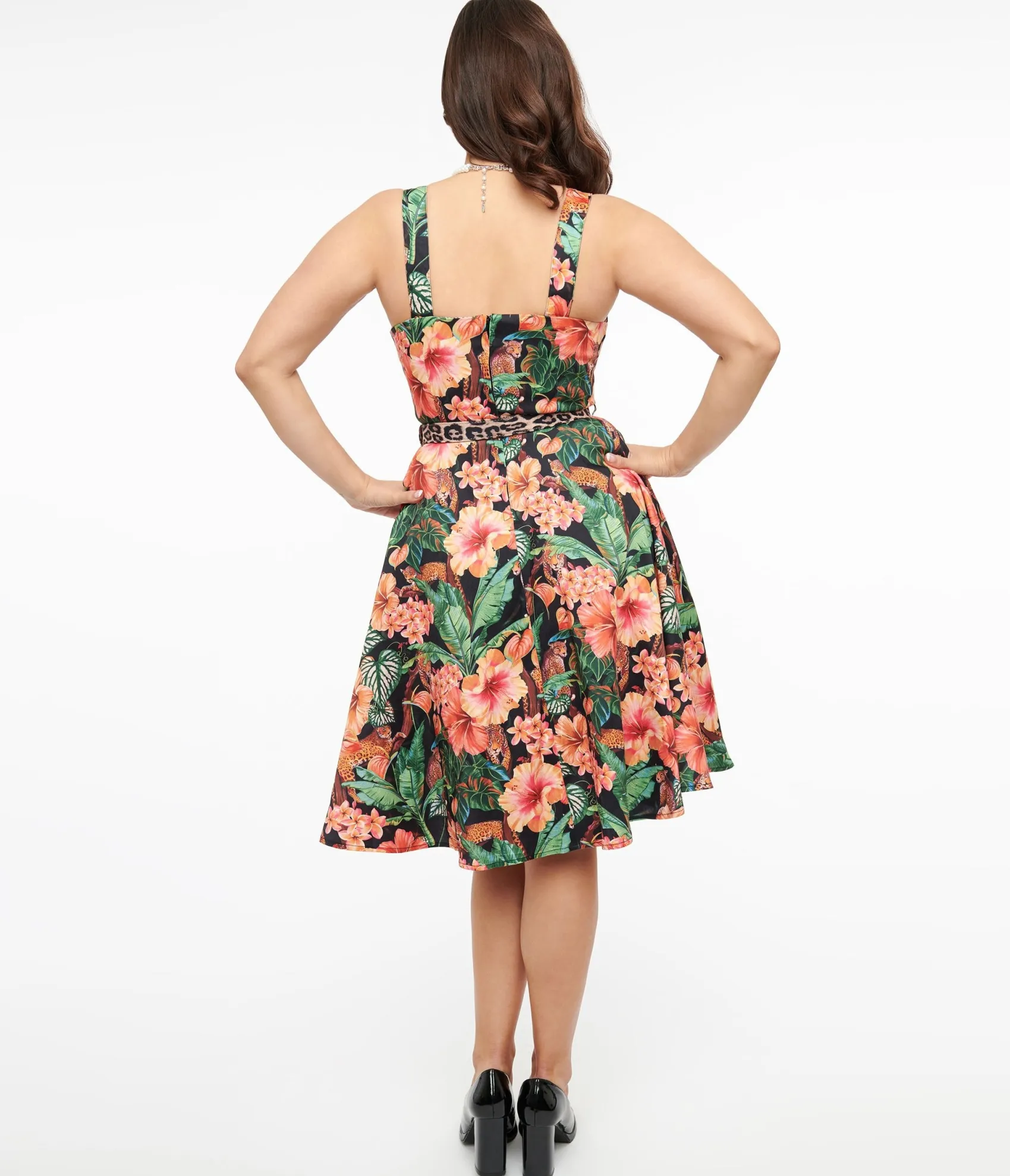 Unique Vintage Voodoo Vixen 1950s Black Jaguar Jungle Print Fit & Flare Dress Fashion