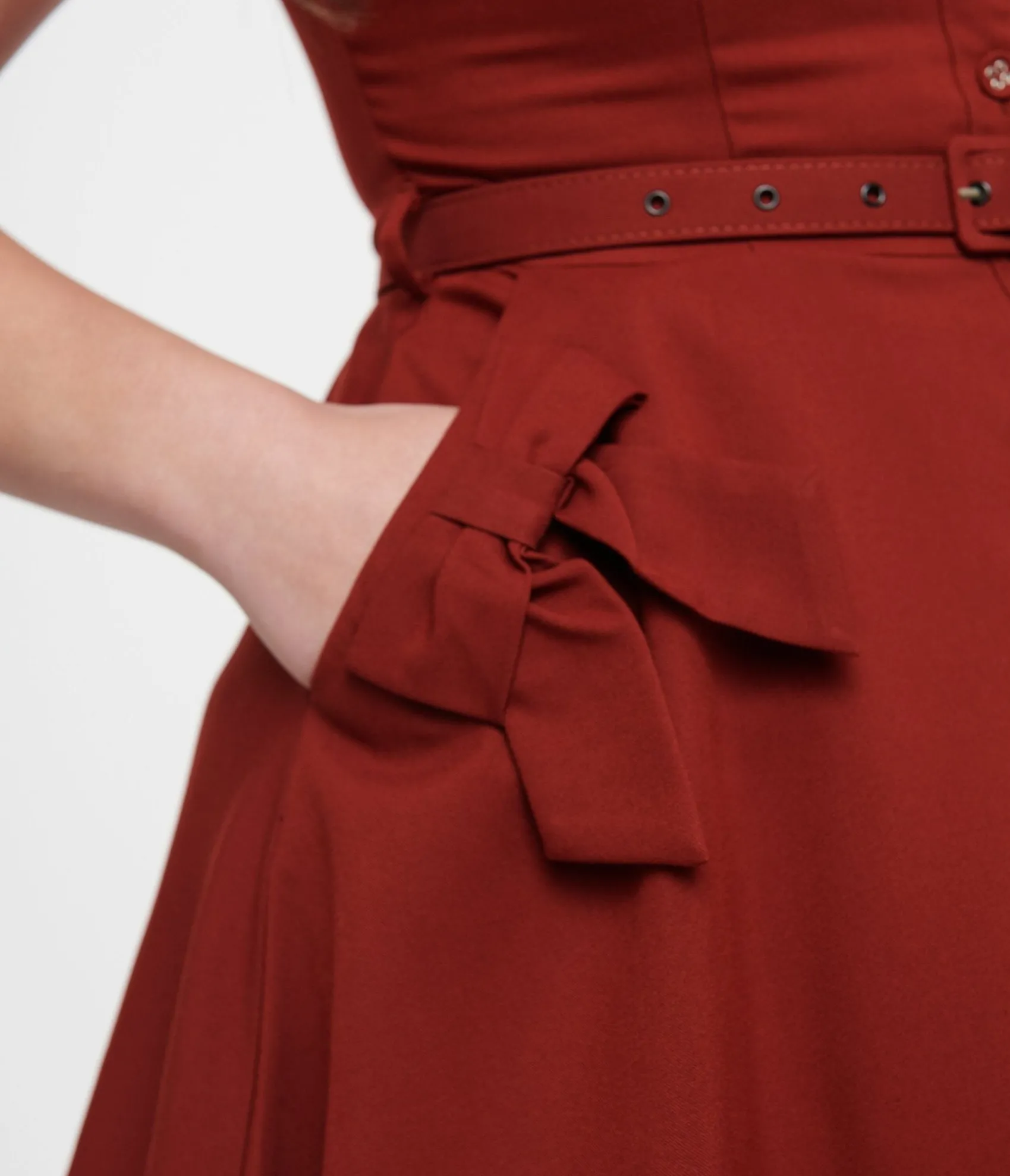 Unique Vintage Voodoo Vixen 1950s Burgundy Bow Fit & Flare Dress Fashion