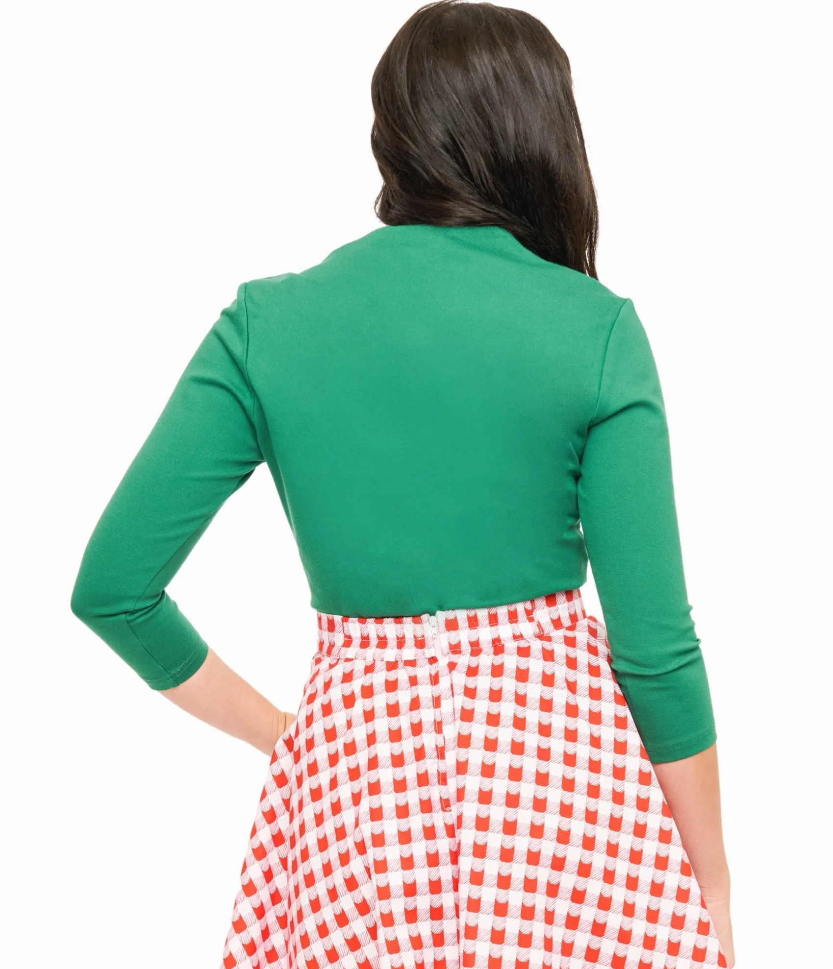 Unique Vintage Voodoo Vixen 1950s Green Jersery Knit Top Sale