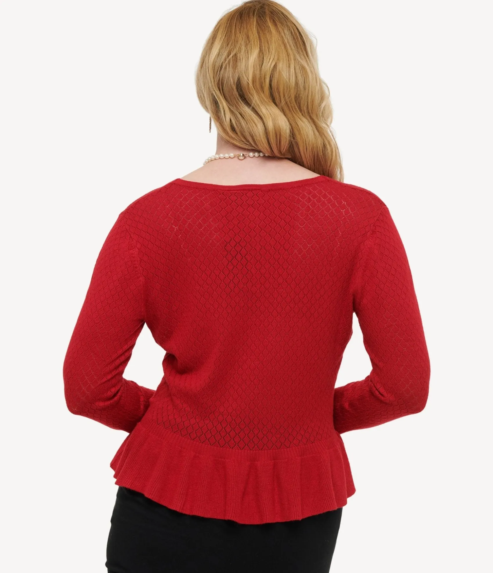 Unique Vintage Voodoo Vixen 1970s Red Diamond Knit Cardigan Outlet