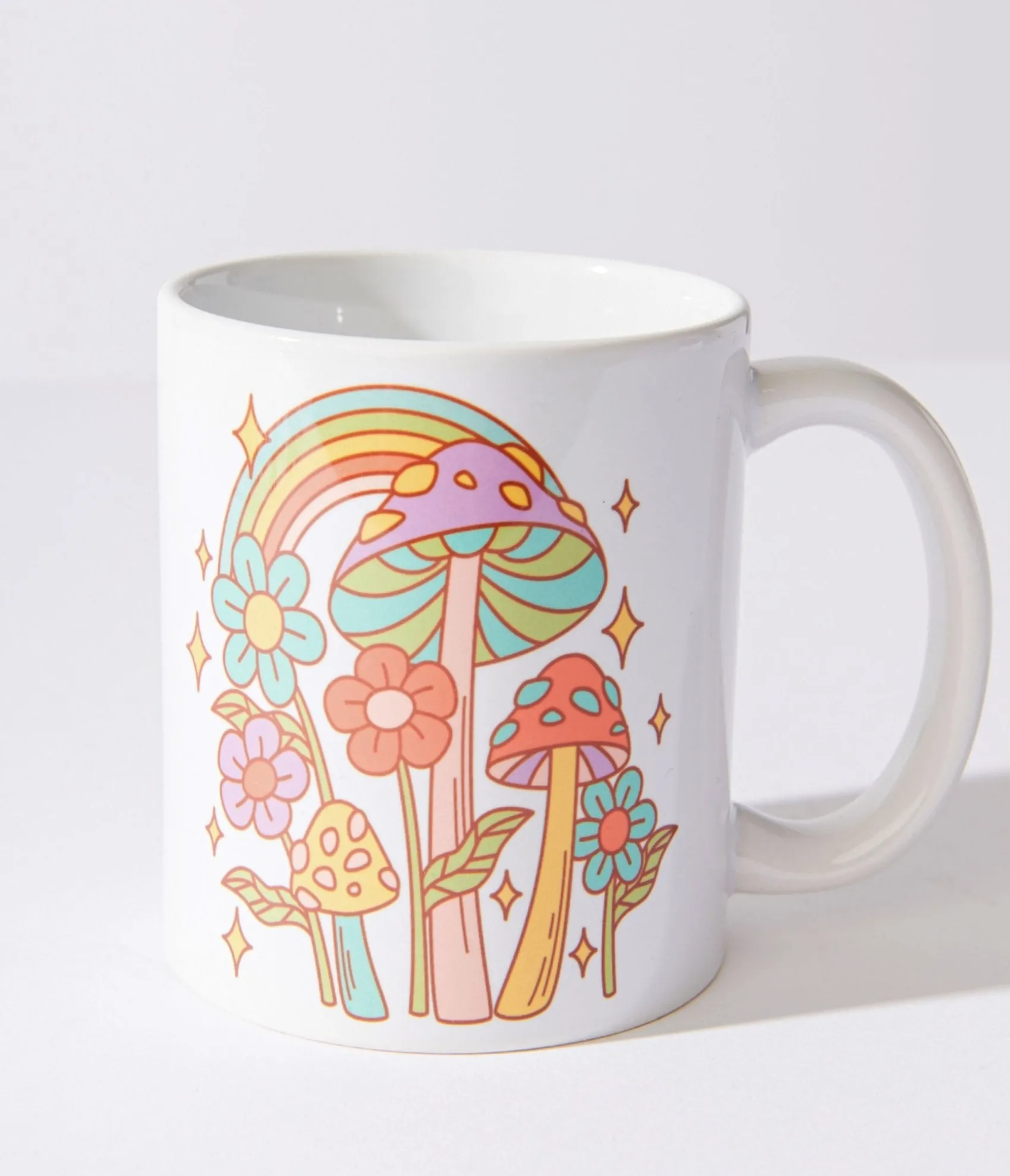 Unique Vintage White Groovy Mushroom Garden Mug Clearance