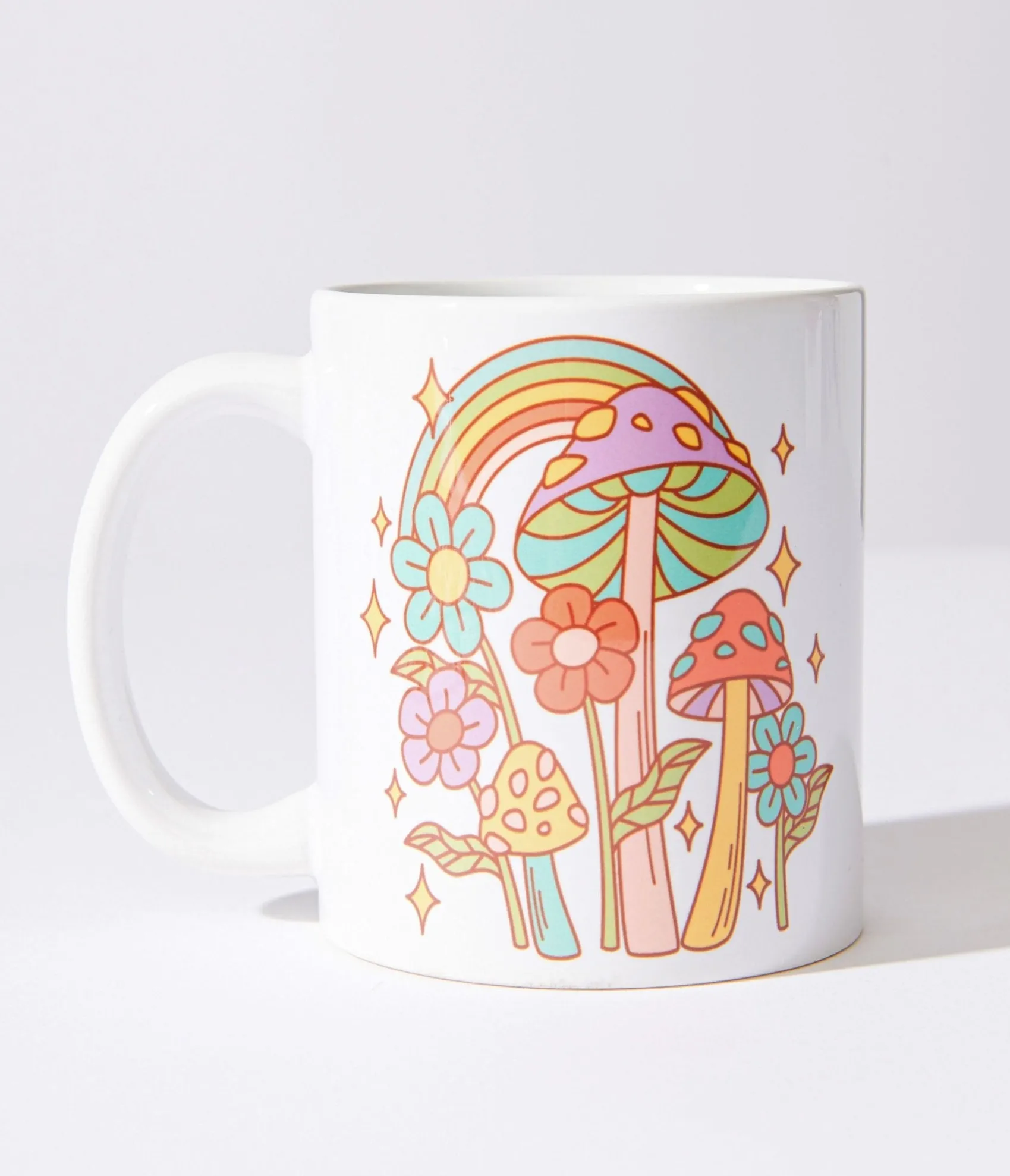 Unique Vintage White Groovy Mushroom Garden Mug Clearance