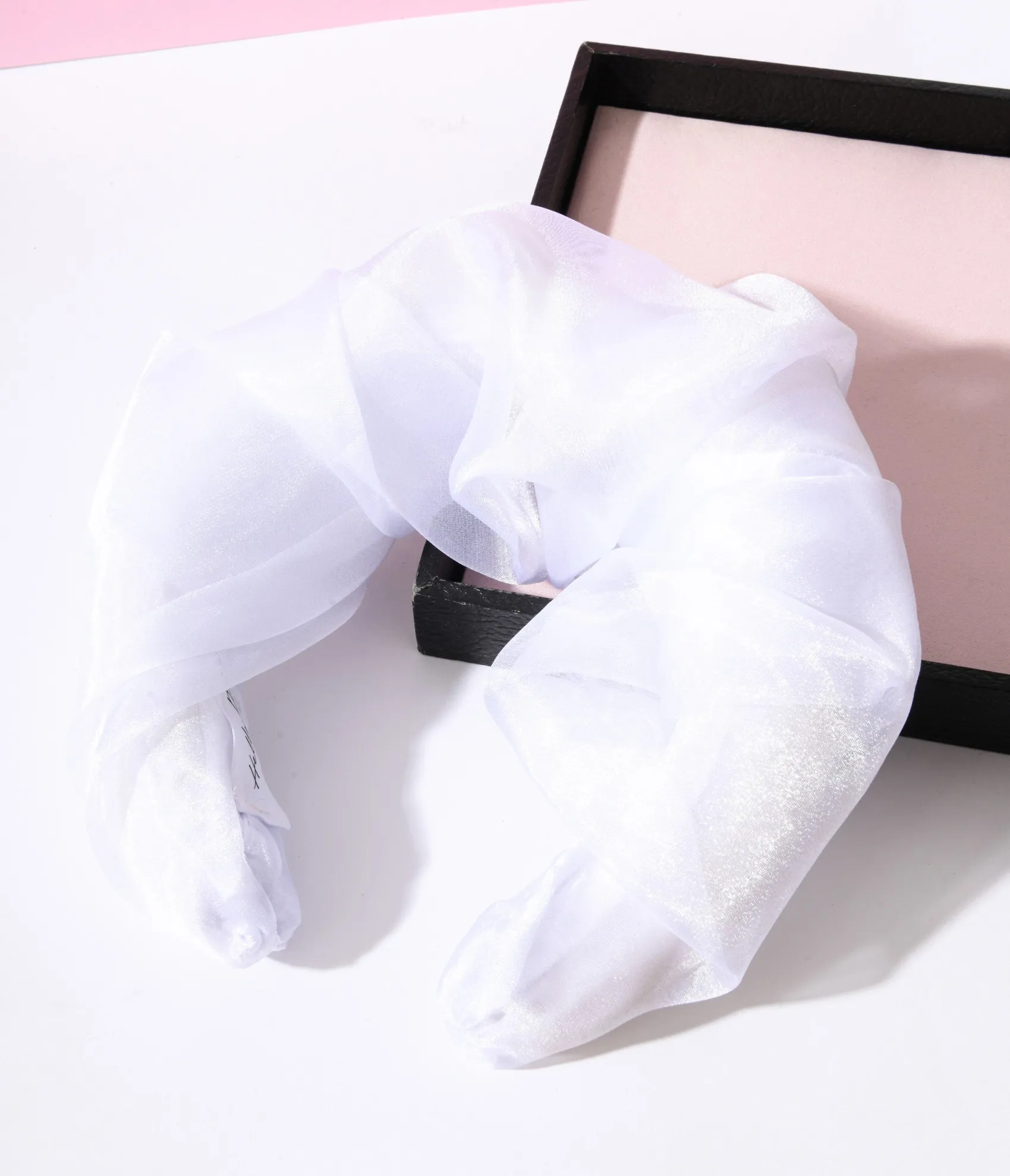 Unique Vintage White Organza Wave Padded Headband Clearance