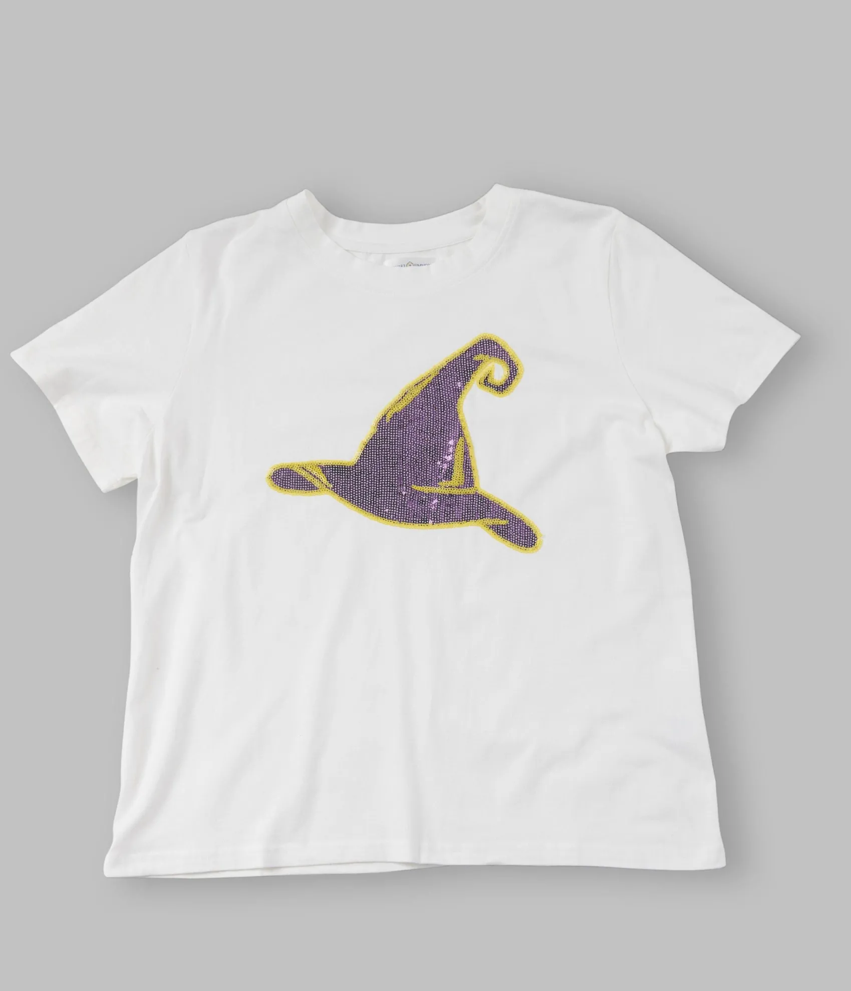 Unique Vintage White Witch Hat Sequin Unisex Tee Clearance