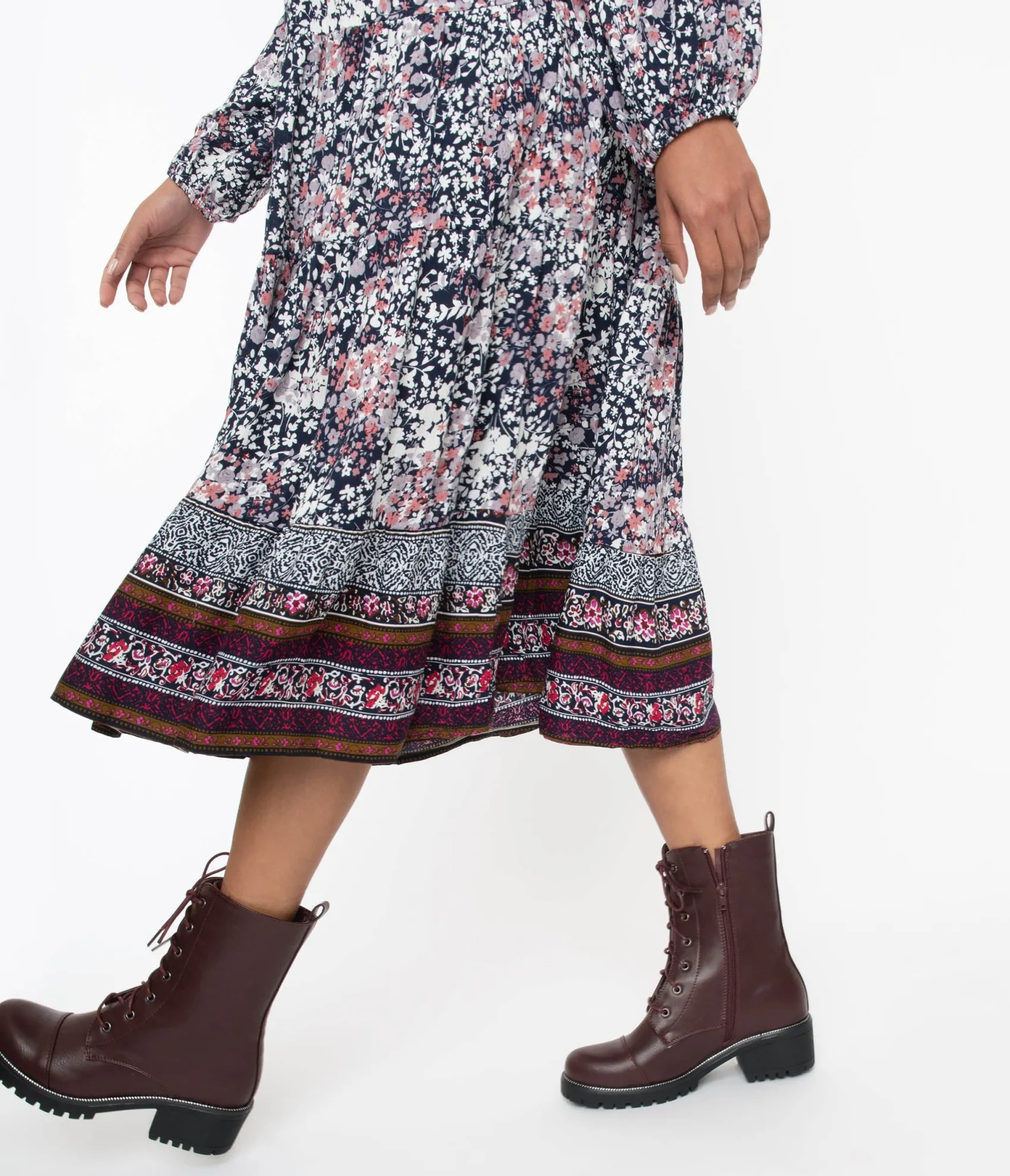 Unique Vintage Wine Leatherette Lace Up Combat Boots Store