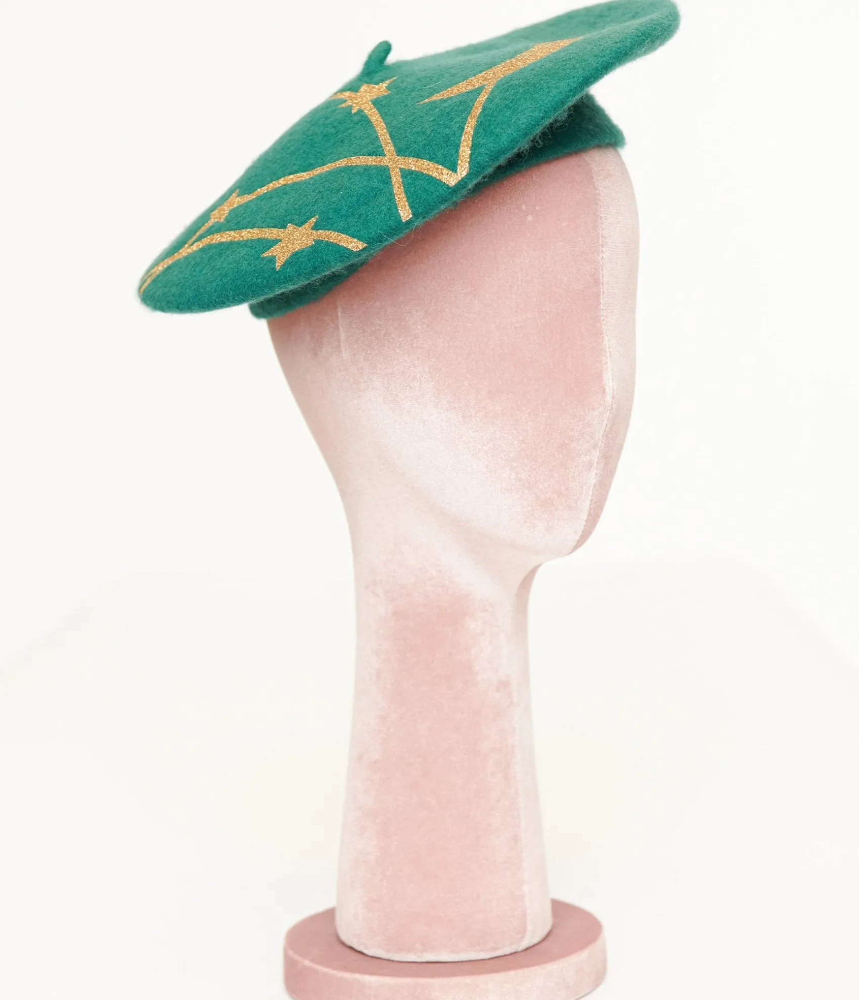 Unique Vintage Witchwood Bags Forest Green & Gold Moon & Stars Beret Discount