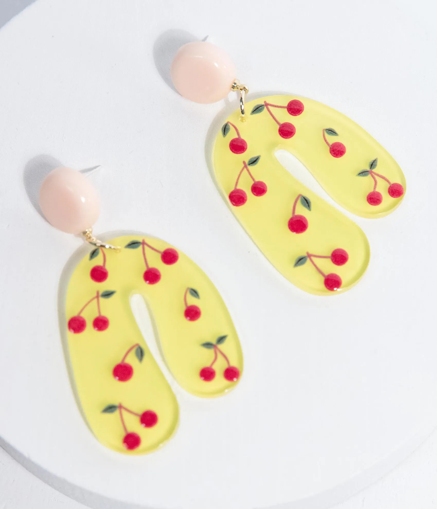 Unique Vintage Yellow & Cherry Drop Earrings Best Sale