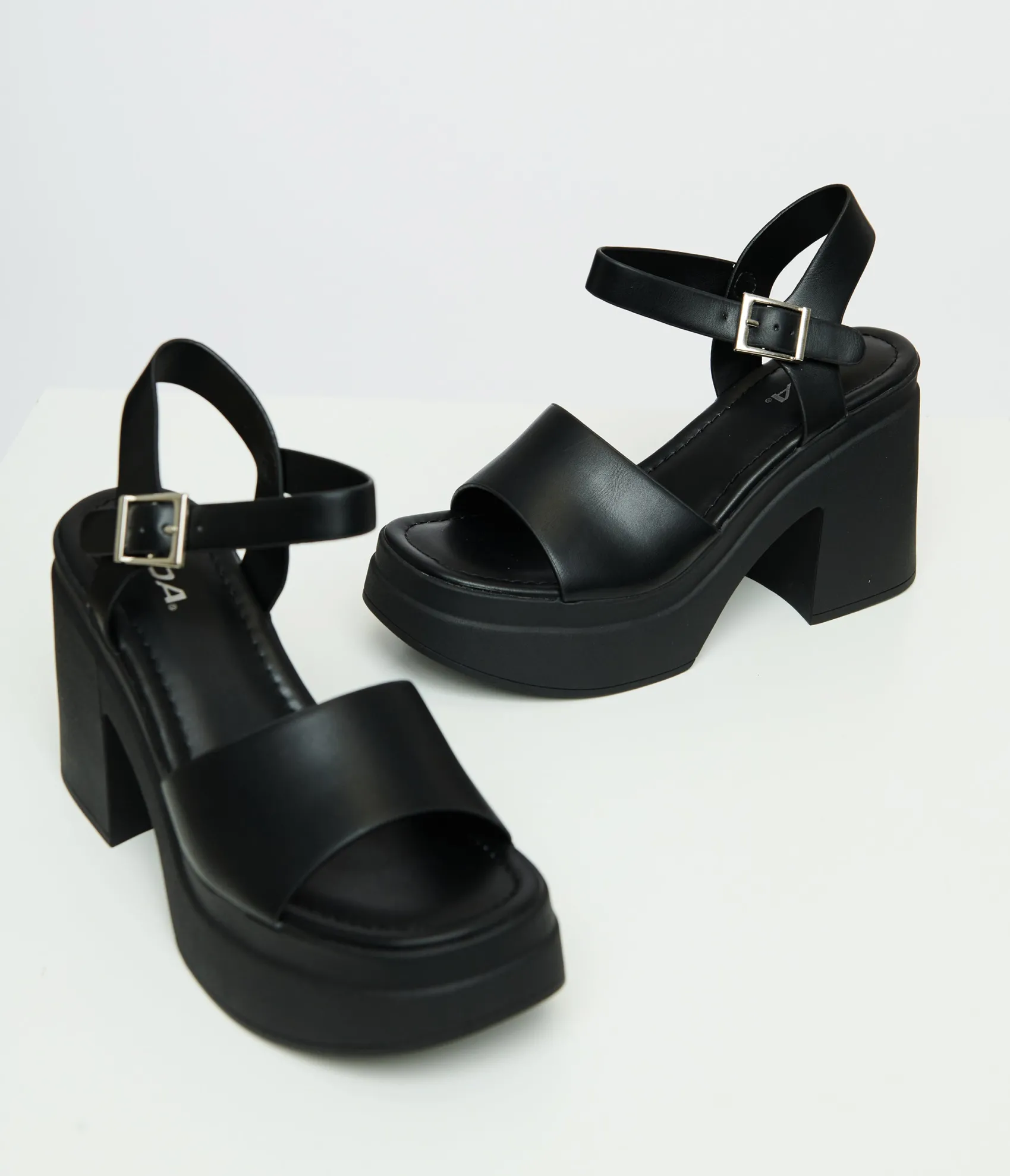 Unique Vintage Y2K Black Leatherette Chunky Platform Heels Online