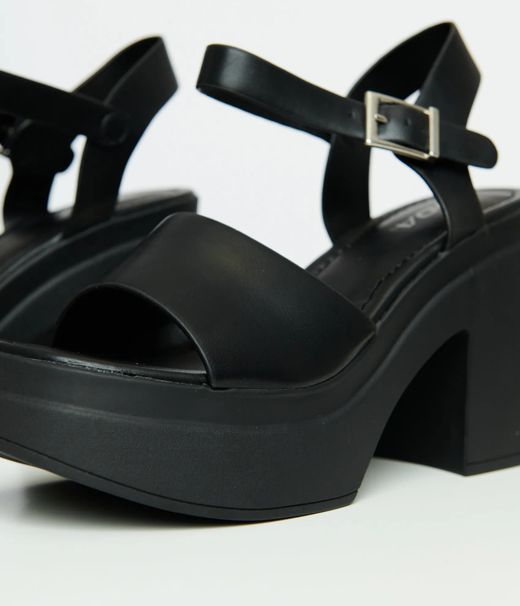 Unique Vintage Y2K Black Leatherette Chunky Platform Heels Online